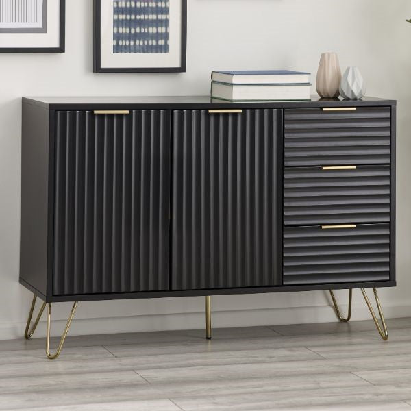 Murano Sideboard 2 Door 3 Drawer in Black