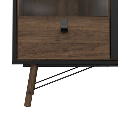 Ry Cabinet 2 Door 1 Drawer in Matte Black Walnut