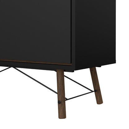 Ry Cabinet 2 Door 1 Drawer in Matte Black Walnut